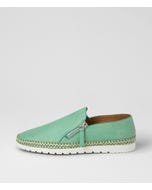 Ashli Green Weave Leather Slip-ons