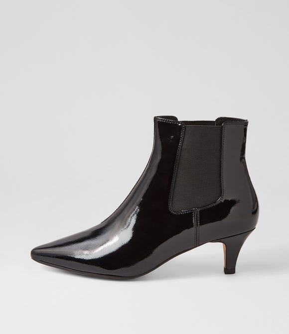 Choosi Black Patent Leather Chelsea Boots