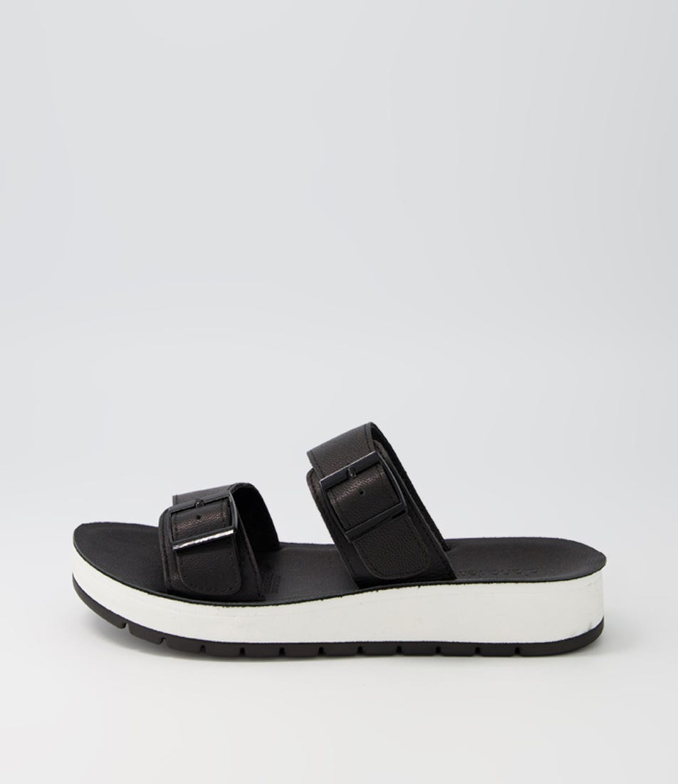 Kaytlin Black Leather Slides by Diana Ferrari
