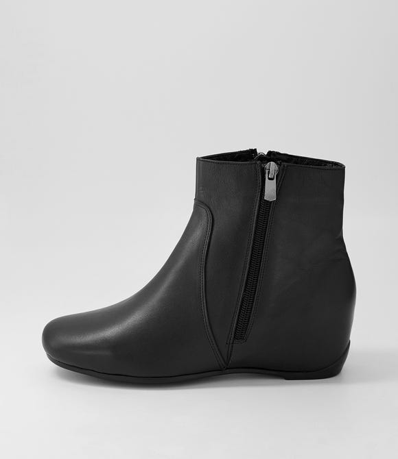 Fleur Black Leather Ankle Boots