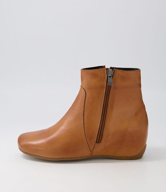Fleur Tan Leather Ankle Boots