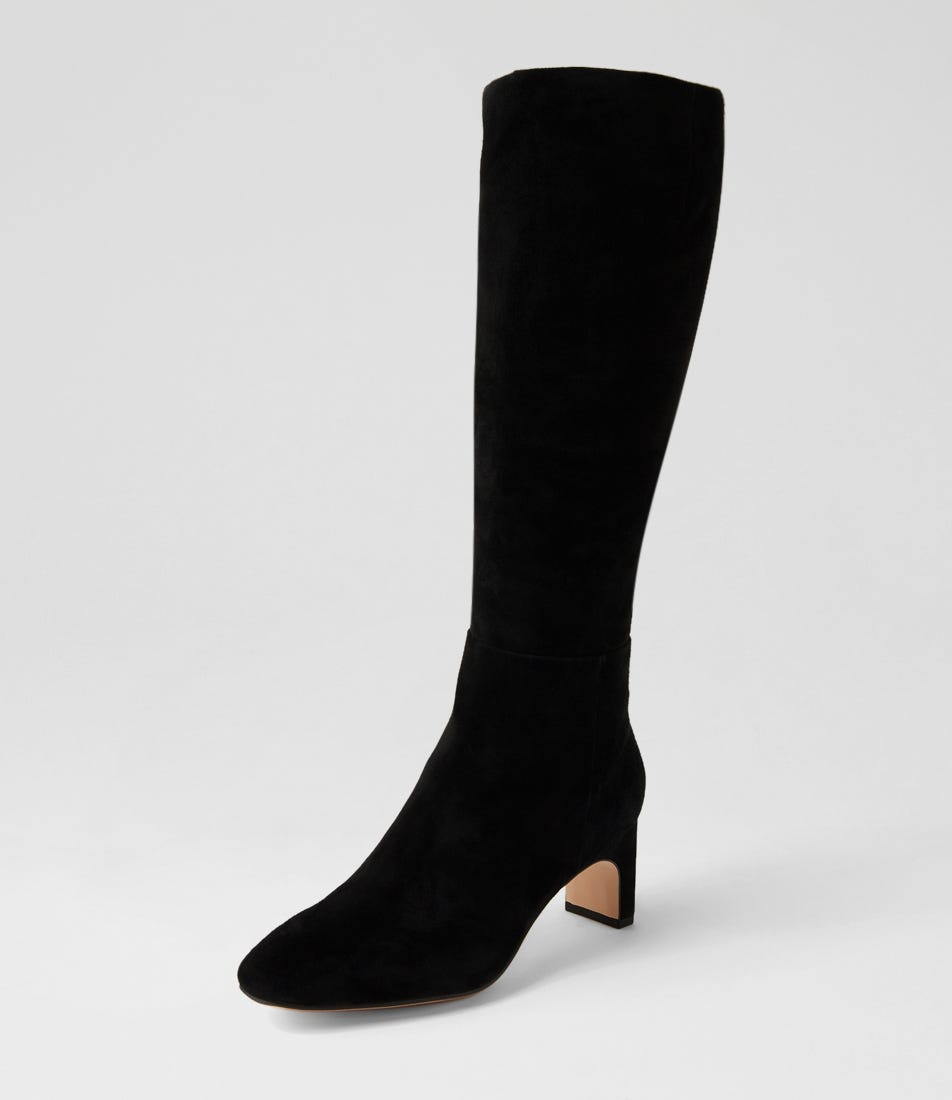 Swan Black Suede Knee High Boots by Diana Ferrari