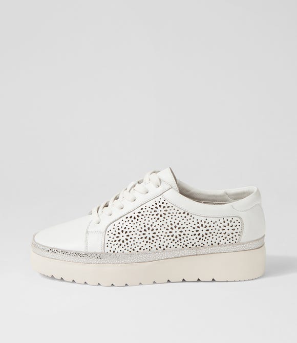 Atonik White Silver Speckle Leather Sneakers