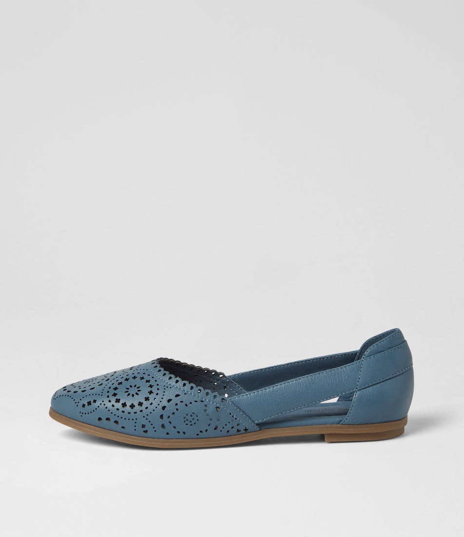 Loama Dark Denim Leather Ballet Flats
