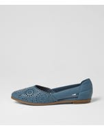 Loama Dark Denim Leather Ballet Flats