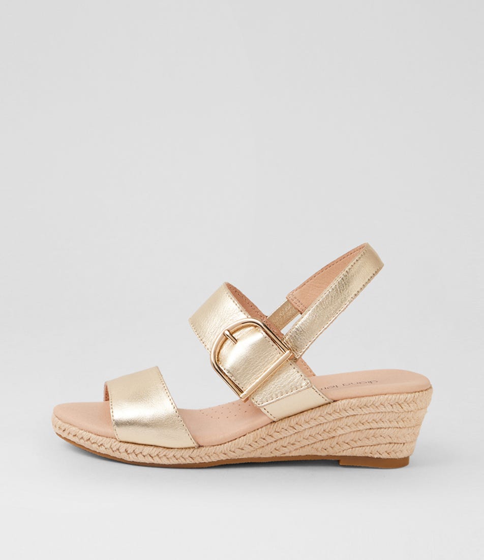 Hucy Pale Gold Leather Sandals