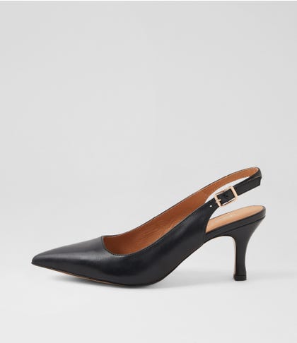 Tiyena Black Leather Heels