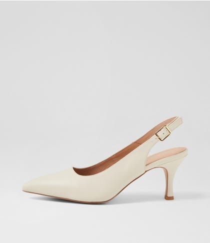 Tiyena Cream Leather Heels