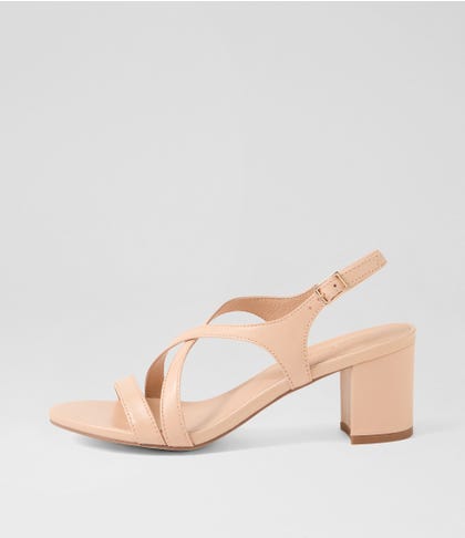 Geness Nude Leather Sandals