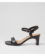 Hadeny Black Heel Leather Sandals