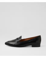 Daele Black Leather Flat Shoes