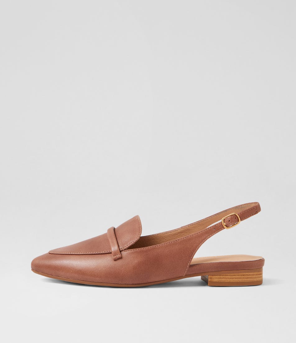 Dainer Coco Dark Natural Leather Flat Shoes