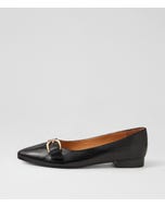 Darcee Black Leather Flat Shoes