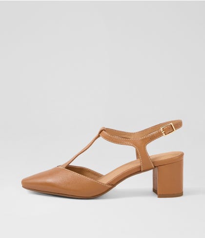 Leonee Tan Leather Heels