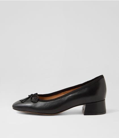 Mallet Black Leather Heels