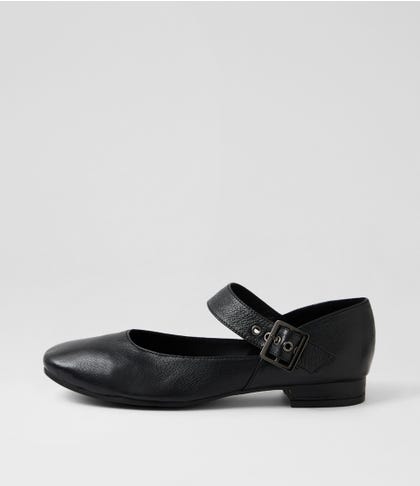 Tomy Black Leather Flat Shoes