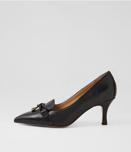 Traven Black Leather Heels