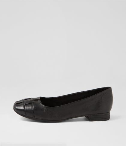 Tylan Black Leather Flat Shoes