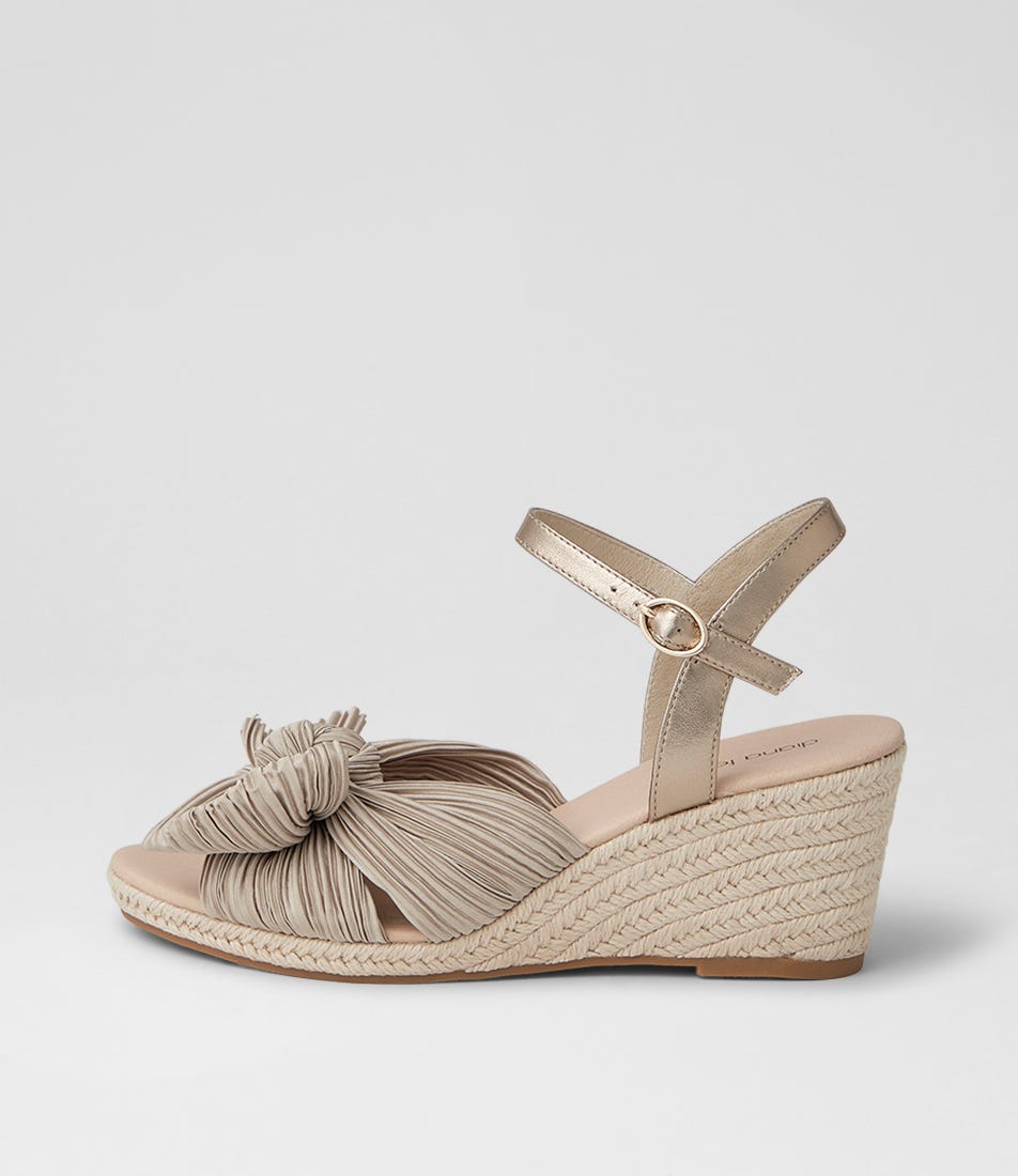 Jelari Champagne Fabric Leather Sandals