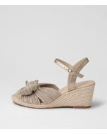 Jelari Champagne Fabric Leather Sandals