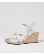 Jelari White Fabric Leather Sandals