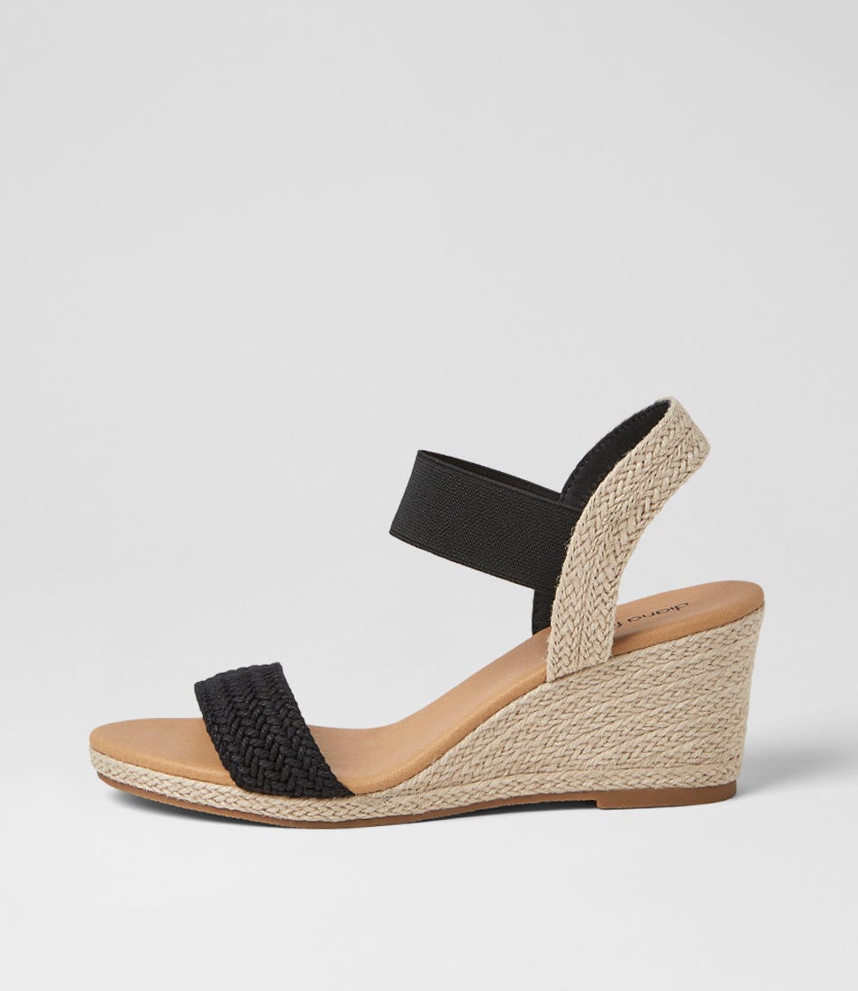 Jespi Black Weave Elastic Sandals