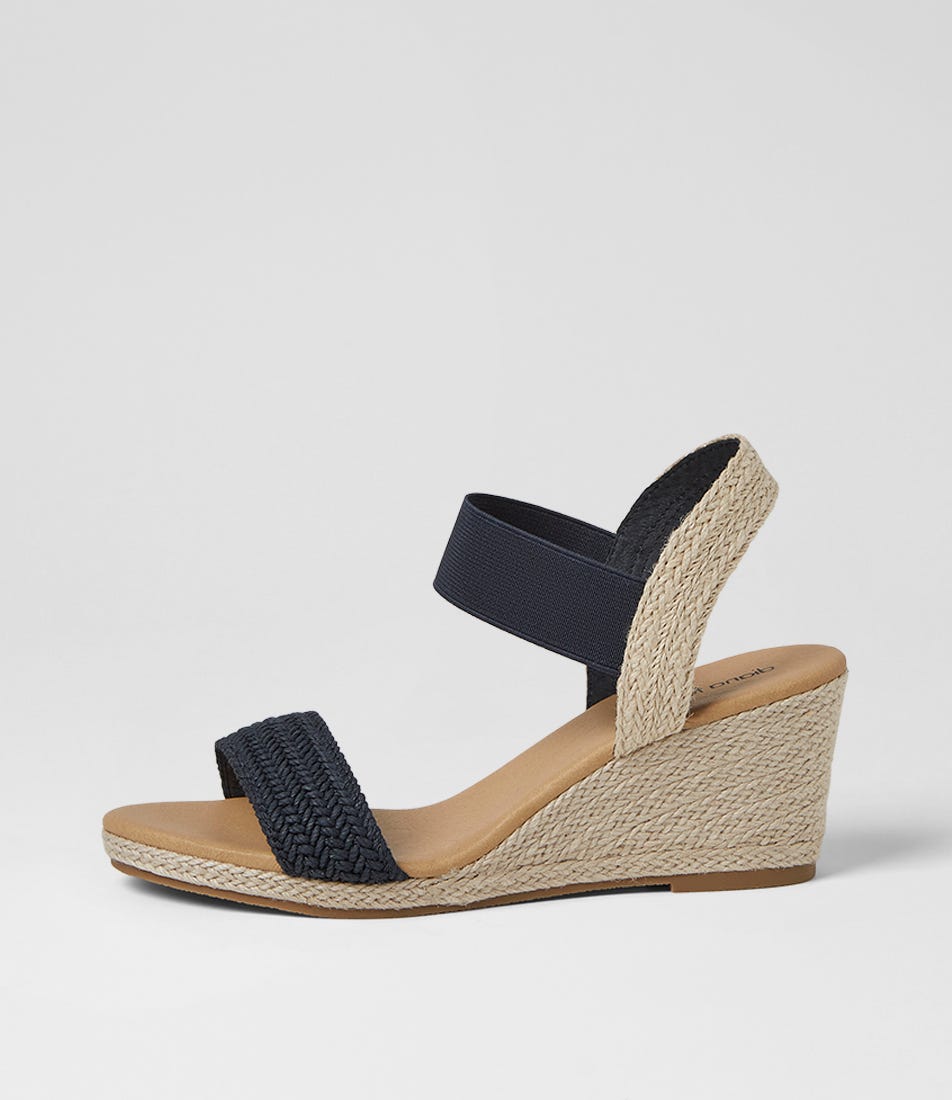 Jespi Navy Weave Elastic Heeled Sandals