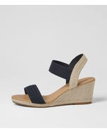 Jespi Navy Weave Elastic Heeled Sandals
