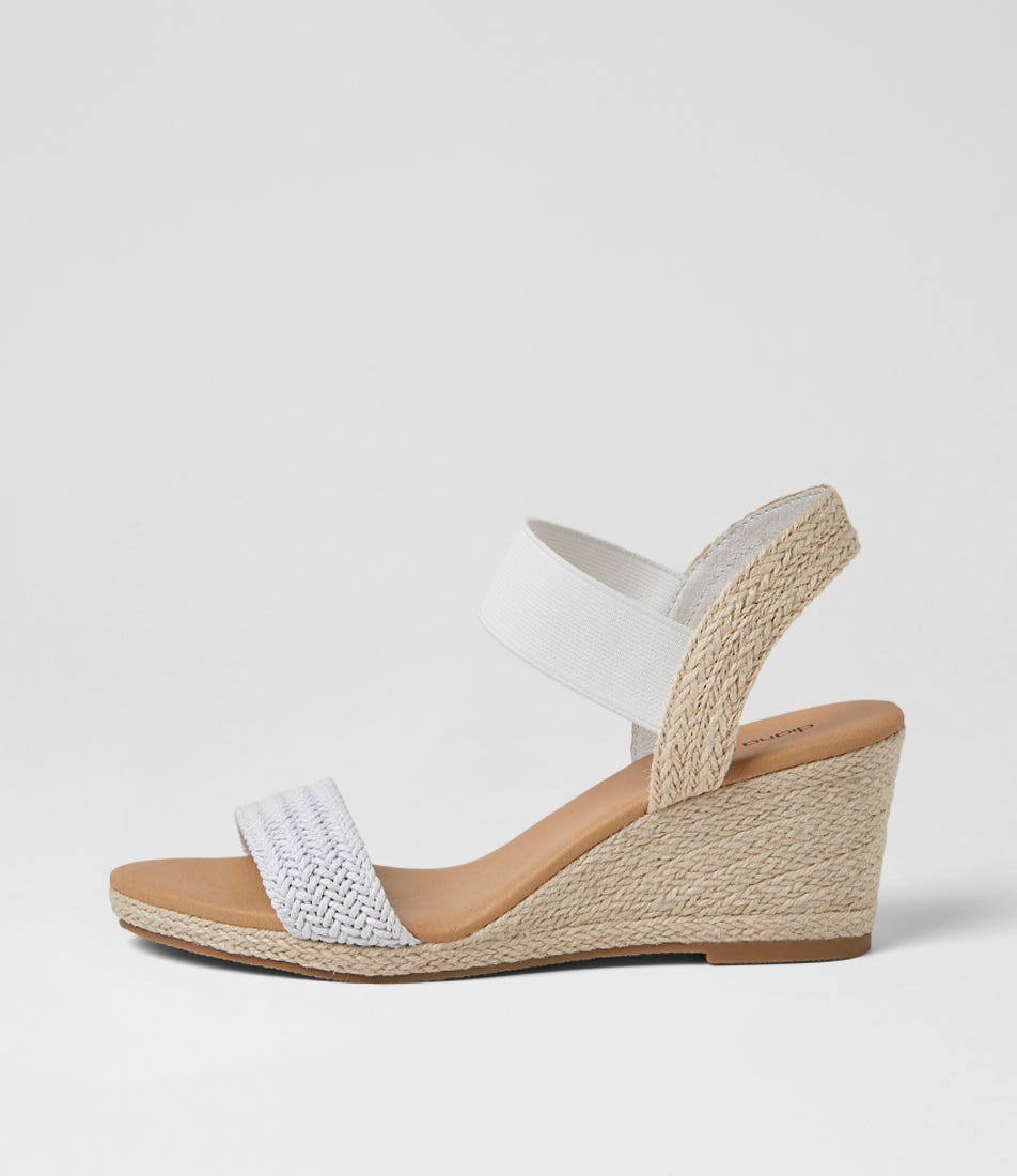 Jespi White Weave Elastic Sandals