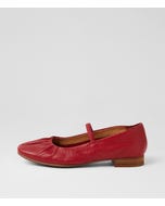 Trickes Dark Red Leather Flat Shoes