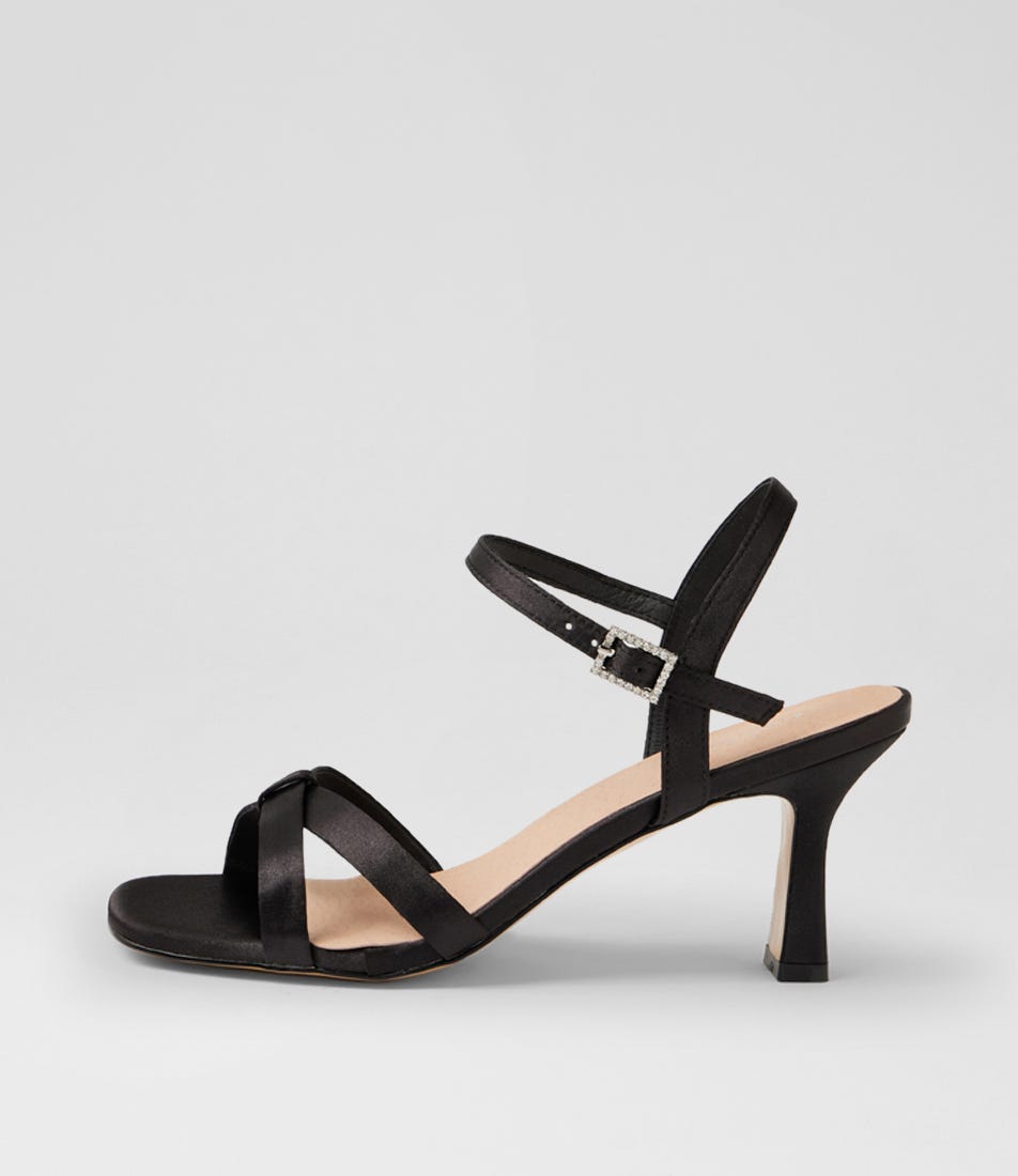 Triste Black Satin Sandals