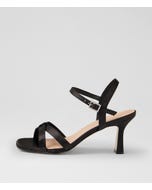 Triste Black Satin Sandals