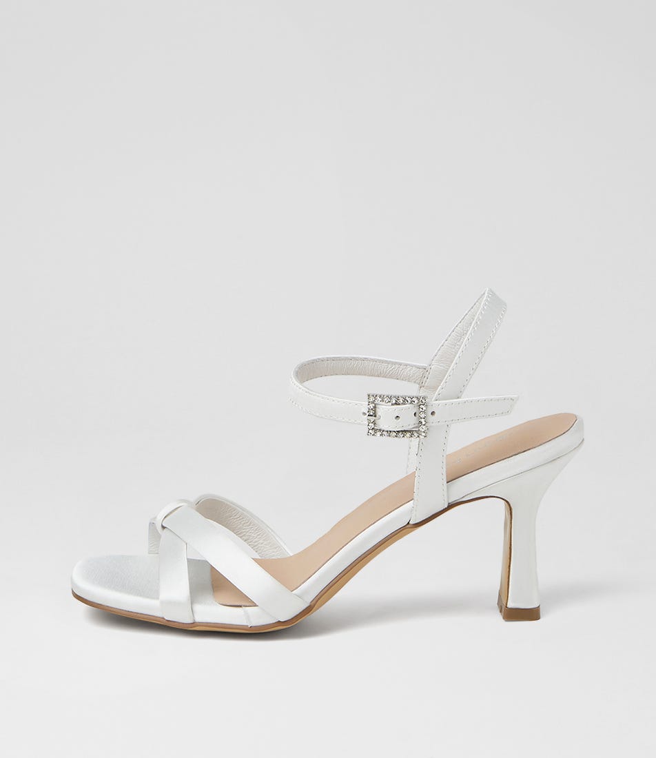 Triste White Satin Sandals