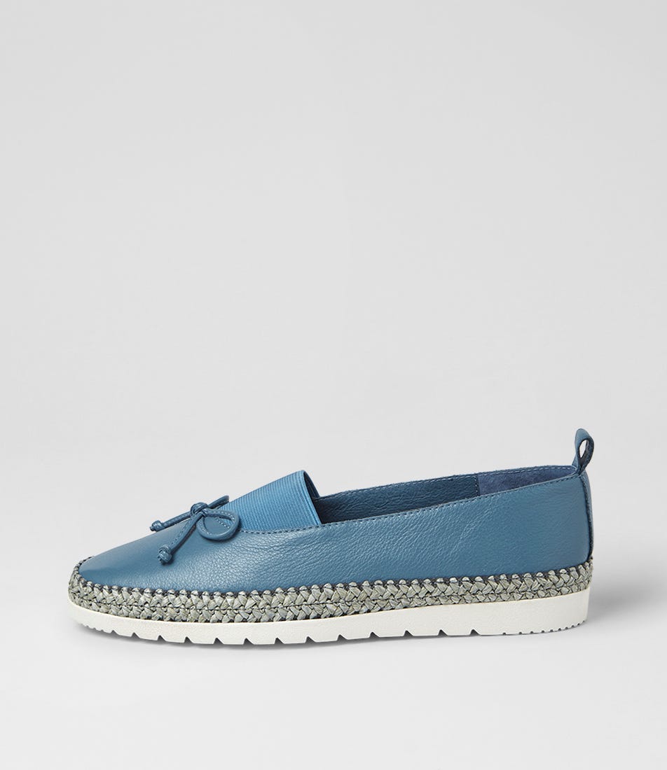 Aslynn Dark Denim Leather Flat Shoes