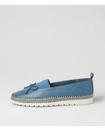 Aslynn Dark Denim Leather Flat Shoes