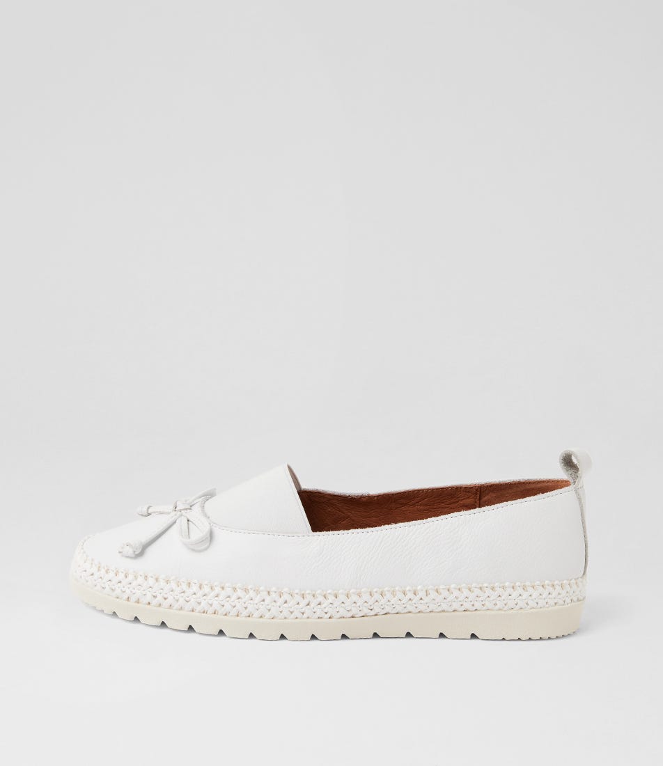 Aslynn White Leather Flat Shoes