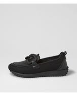 Darta Black Mesh Leather Loafers
