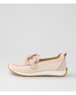 Darta Nude Fabric Mesh Leather Loafers
