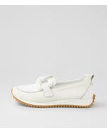 Darta White Mesh Leather Flat Shoes