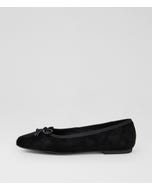 Zokena Black Suede Flat Shoes