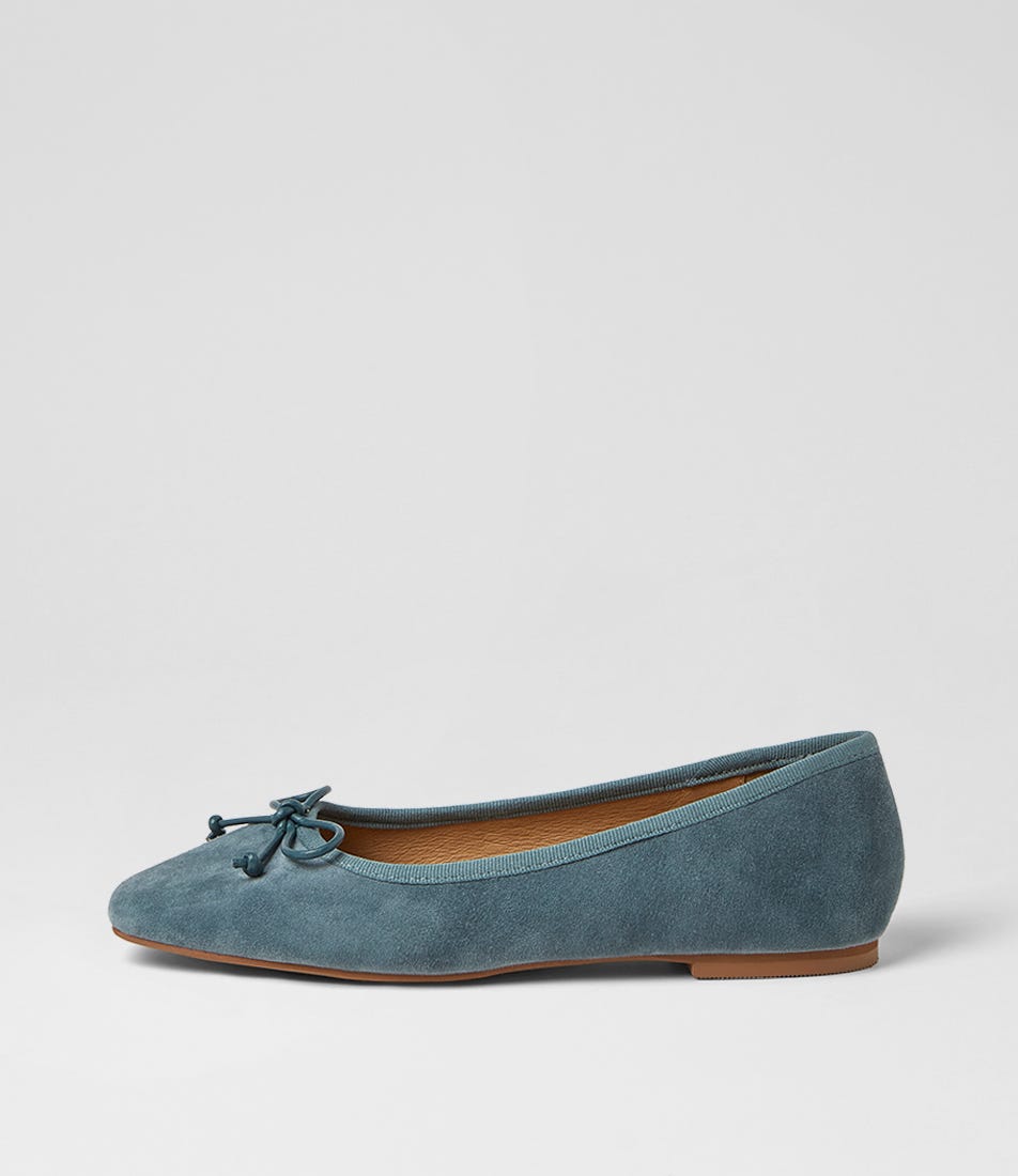 Zokena Blue Denim Suede Flat Shoes