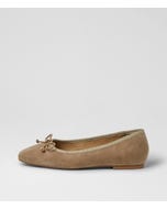 Zokena Taupe Suede Flat Shoes
