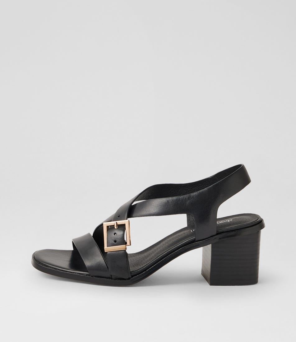 Acola Black Black Heel Leather Sandals