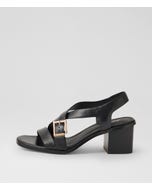 Acola Black Black Heel Leather Sandals