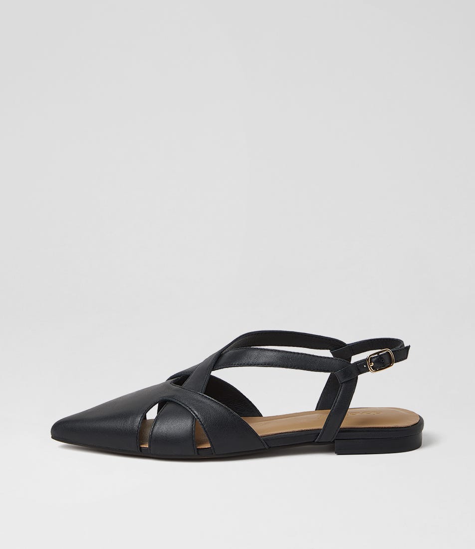 Arella Black Leather Sandals