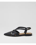 Arella Black Leather Sandals
