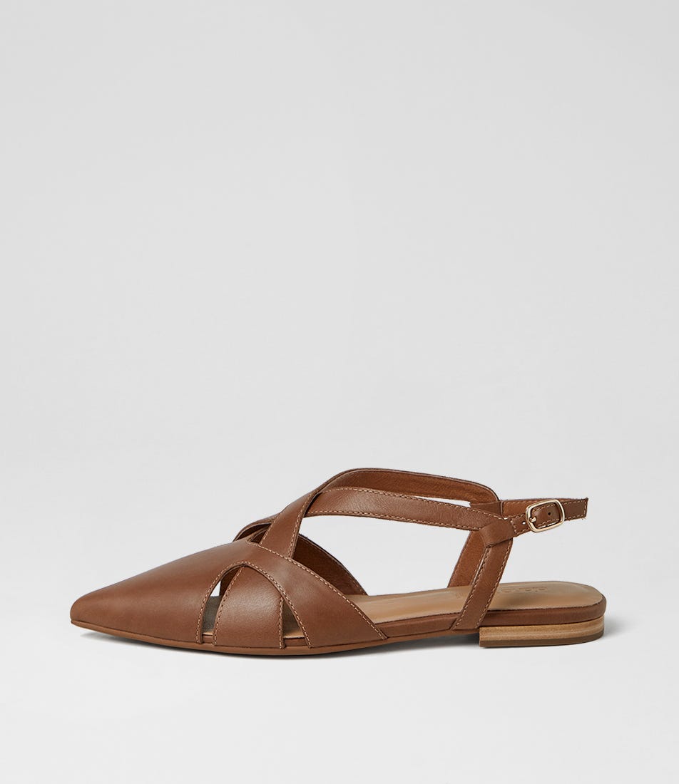 Arella Walnut Leather Flat Shoes