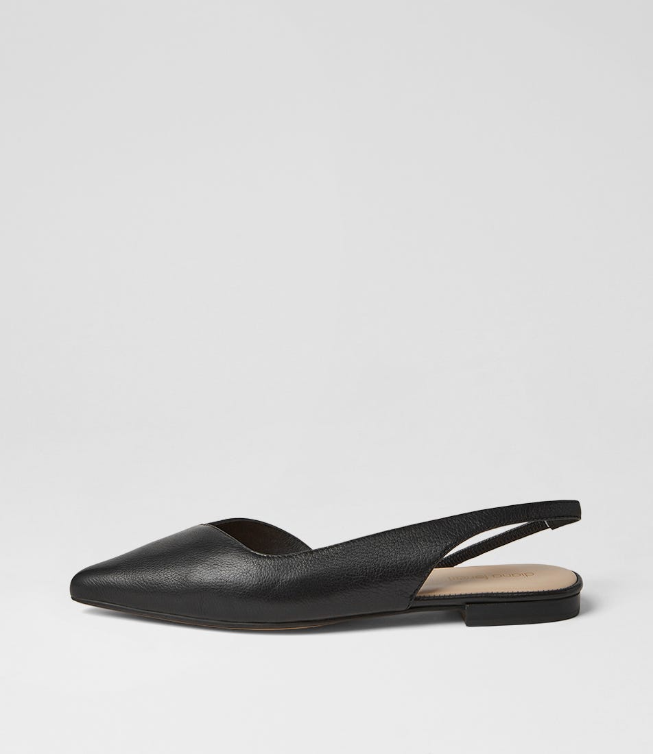 Aspel Black Leather Slingbacks