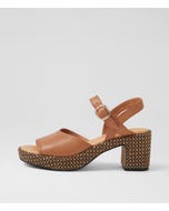 Busey Dark Tan Black Leather Woven Sandals