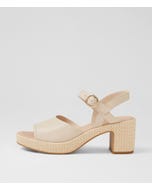 Busey Cream White Natural Leather Woven Sandals